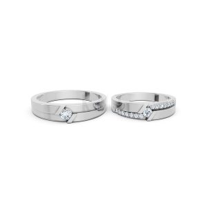 Nhẫn cưới S13 vàng trắng White Gold thiết kế trẻ trung, hiện đại