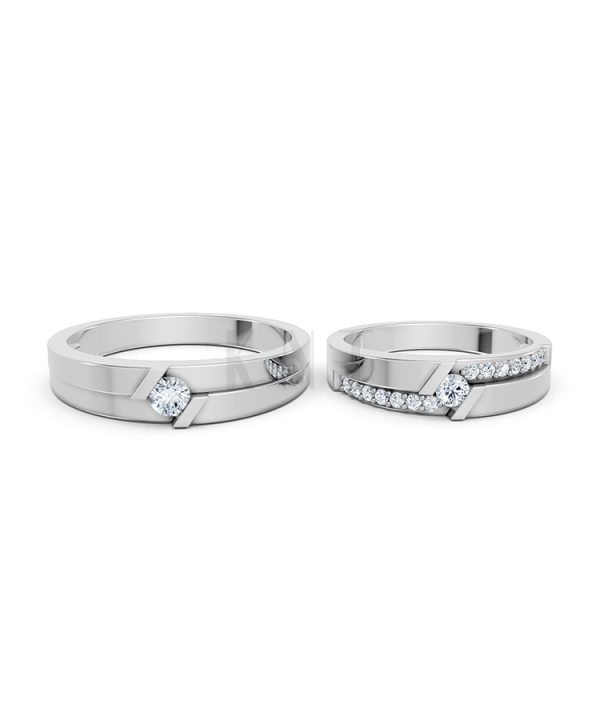 Nhẫn cưới S13 vàng trắng White Gold thiết kế trẻ trung, hiện đại