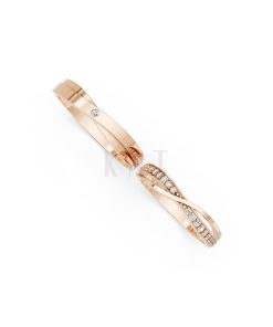 Nhẫn cưới S141 vàng hồng Rose Gold phong cách trẻ trung, nổi bật