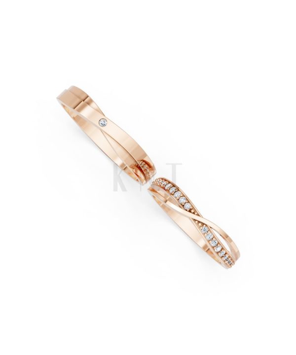 Nhẫn cưới S141 vàng hồng Rose Gold phong cách trẻ trung, nổi bật