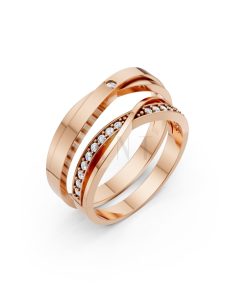 Nhẫn cưới S141 vàng hồng Rose Gold họa tiết ấn tượng, cá tính
