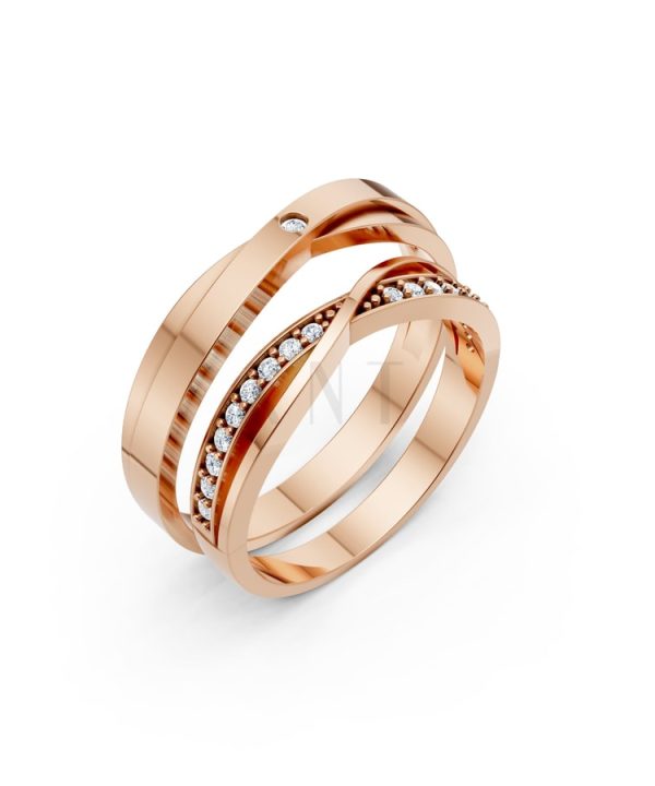 Nhẫn cưới S141 vàng hồng Rose Gold họa tiết ấn tượng, cá tính