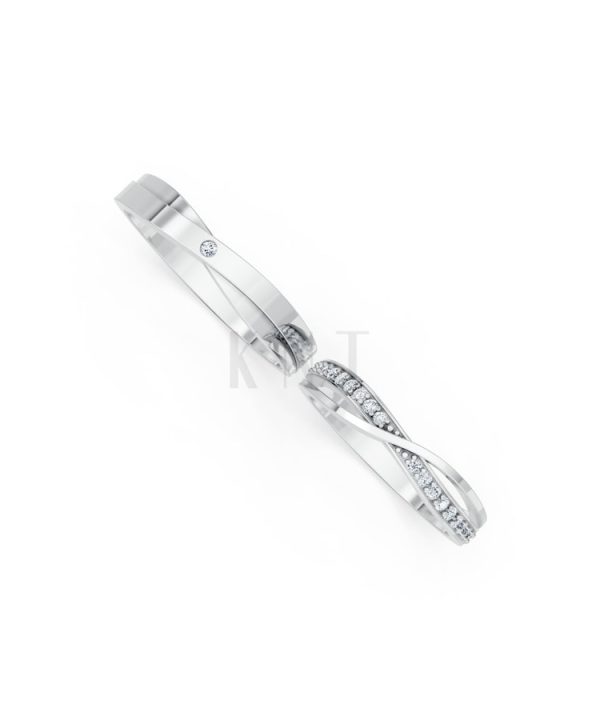 Nhẫn cưới S141 vàng trắng White Gold thiết kế trẻ trung, hiện đại