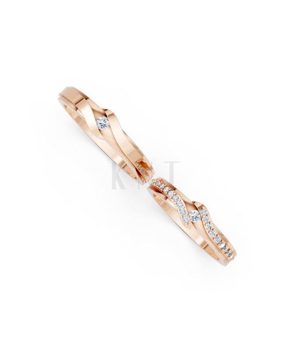 Nhẫn cưới S15 vàng hồng Rose Gold vàng đẹp, kiểu dáng trẻ trung, độc đáo