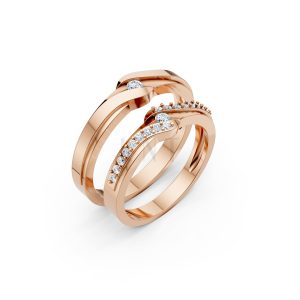 Nhẫn cưới S15 vàng hồng Rose Gold họa tiết ấn tượng, cá tính
