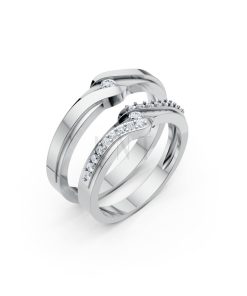 Nhẫn cưới S15 vàng trắng White Gold kiểu dáng hiện đại, nổi bật