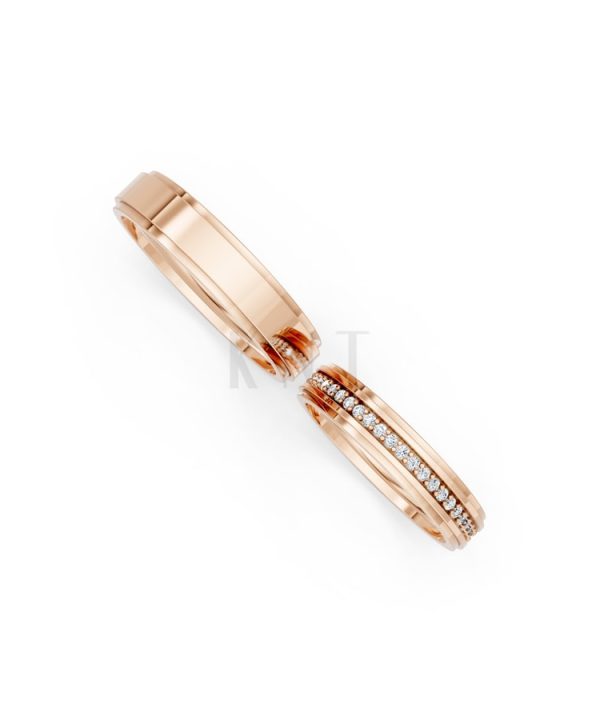 Nhẫn cưới S213 vàng hồng Rose Gold vàng đẹp, kiểu dáng trẻ trung, độc đáo