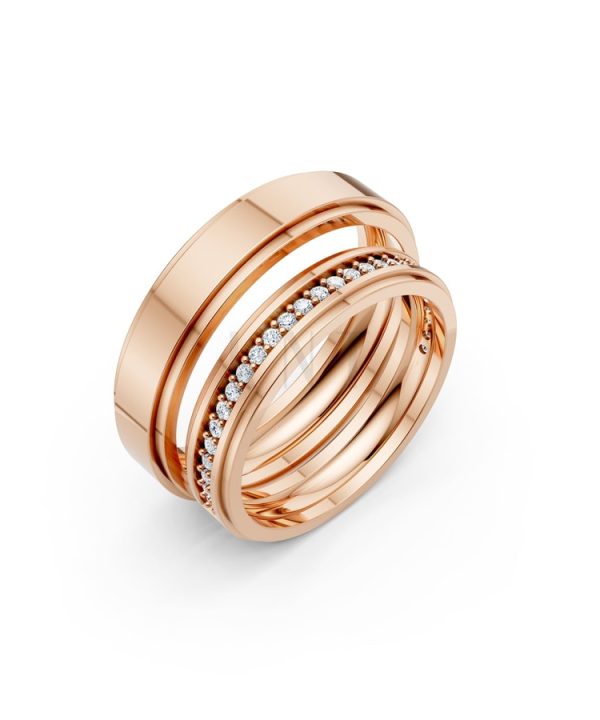 Nhẫn cưới S213 vàng hồng Rose Gold họa tiết ấn tượng, cá tính