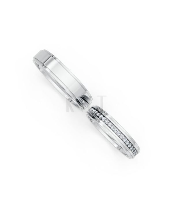 Nhẫn cưới S213 vàng trắng White Gold vàng sáng, đường nét sắc sảo, tinh tế