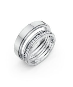 Nhẫn cưới S213 vàng trắng White Gold kiểu dáng hiện đại, nổi bật