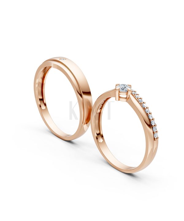 Nhẫn cưới S215 vàng hồng Rose Gold vàng đẹp, kiểu dáng trẻ trung, độc đáo