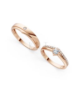 Nhẫn cưới S215 vàng hồng Rose Gold phong cách trẻ trung, nổi bật