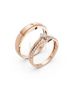 Nhẫn cưới S215 vàng hồng Rose Gold họa tiết ấn tượng, cá tính