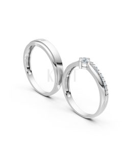 Nhẫn cưới S215 vàng trắng White Gold vàng sáng, đường nét sắc sảo, tinh tế