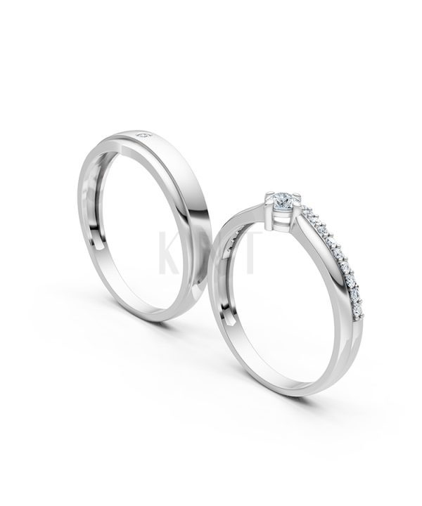 Nhẫn cưới S215 vàng trắng White Gold vàng sáng, đường nét sắc sảo, tinh tế