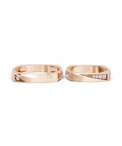 Nhẫn cưới S217 vàng hồng Rose Gold phong cách trẻ trung, nổi bật