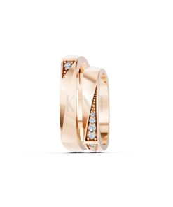 Nhẫn cưới S217 vàng hồng Rose Gold thiết kế đối xứng, phong cách, ấn tượng