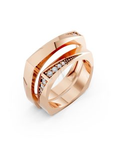 Nhẫn cưới S217 vàng hồng Rose Gold họa tiết ấn tượng, cá tính