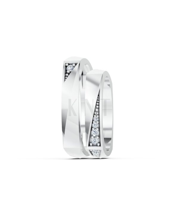 Nhẫn cưới S217 vàng trắng White Gold kiểu dáng cá tính, hiện đại