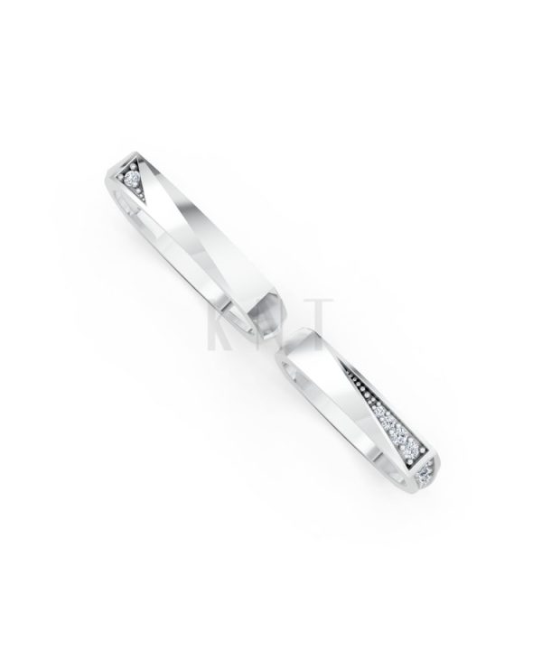 Nhẫn cưới S217 vàng trắng White Gold vàng sáng, đường nét sắc sảo, tinh tế