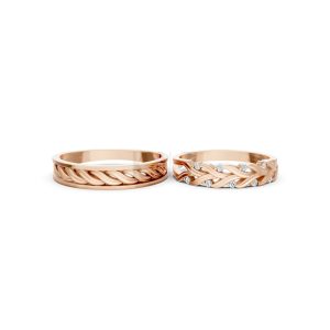 Nhẫn cưới S220 vàng hồng Rose Gold thiết kế đối xứng, phong cách, ấn tượng