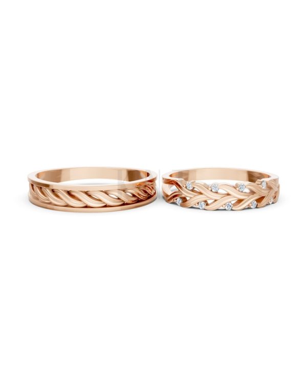 Nhẫn cưới S220 vàng hồng Rose Gold thiết kế đối xứng, phong cách, ấn tượng