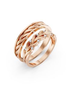 Nhẫn cưới S220 vàng hồng Rose Gold họa tiết ấn tượng, cá tính
