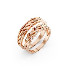 Nhẫn cưới S220 vàng hồng Rose Gold họa tiết ấn tượng, cá tính