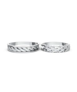 Nhẫn cưới S220 vàng trắng White Gold kiểu dáng cá tính, hiện đại