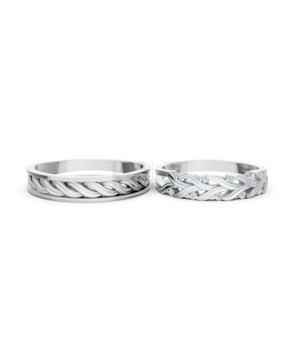 Nhẫn cưới S220 vàng trắng White Gold kiểu dáng cá tính, hiện đại