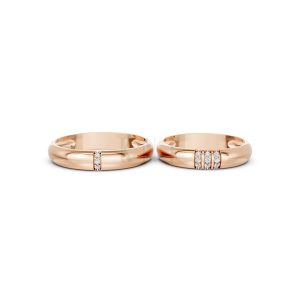Nhẫn cưới S223 vàng hồng Rose Gold thiết kế đối xứng, phong cách, ấn tượng