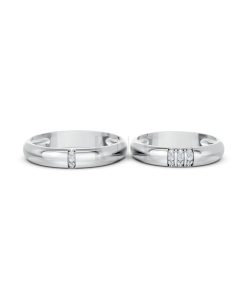 Nhẫn cưới S223 vàng trắng White Gold thiết kế trẻ trung, hiện đại