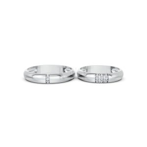 Nhẫn cưới S223 vàng trắng White Gold thiết kế trẻ trung, hiện đại