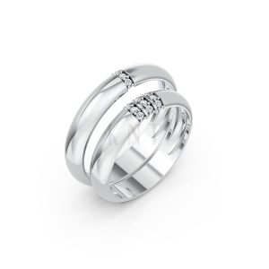 Nhẫn cưới S223 vàng trắng White Gold kiểu dáng hiện đại, nổi bật