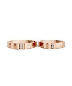 Nhẫn cưới S224 vàng hồng Rose Gold thiết kế đối xứng, phong cách, ấn tượng