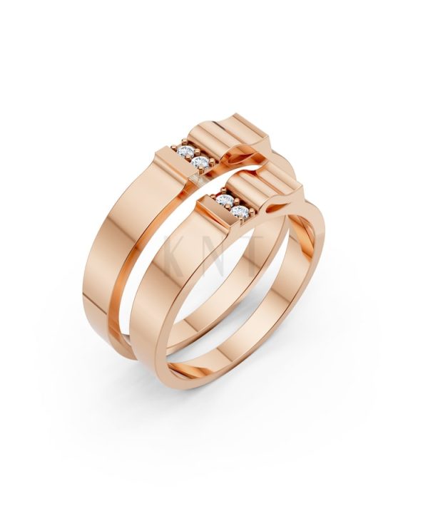 Nhẫn cưới S224 vàng hồng Rose Gold họa tiết ấn tượng, cá tính