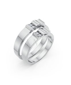 Nhẫn cưới S224 vàng trắng White Gold kiểu dáng hiện đại, nổi bật