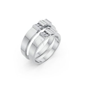 Nhẫn cưới S224 vàng trắng White Gold kiểu dáng hiện đại, nổi bật