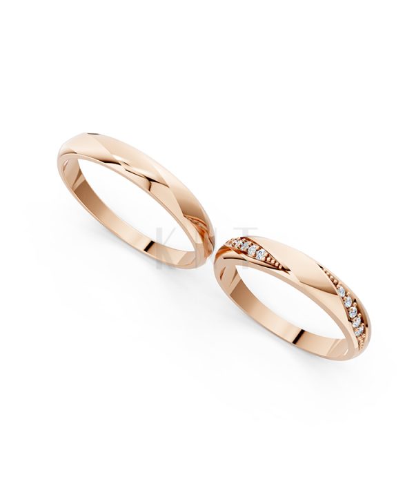 Nhẫn cưới S225 vàng hồng Rose Gold vàng đẹp, kiểu dáng trẻ trung, độc đáo