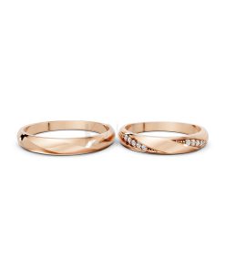 Nhẫn cưới S225 vàng hồng Rose Gold thiết kế đối xứng, phong cách, ấn tượng