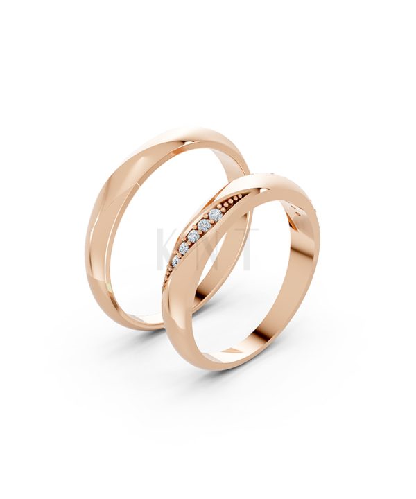 Nhẫn cưới S225 vàng hồng Rose Gold họa tiết ấn tượng, cá tính