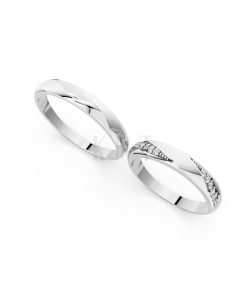 Nhẫn cưới S225 vàng trắng White Gold kiểu dáng cá tính, hiện đại