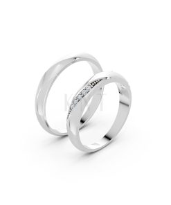 Nhẫn cưới S225 vàng trắng White Gold kiểu dáng hiện đại, nổi bật