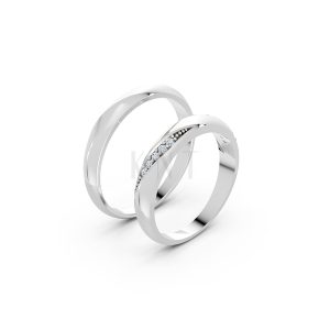 Nhẫn cưới S225 vàng trắng White Gold kiểu dáng hiện đại, nổi bật