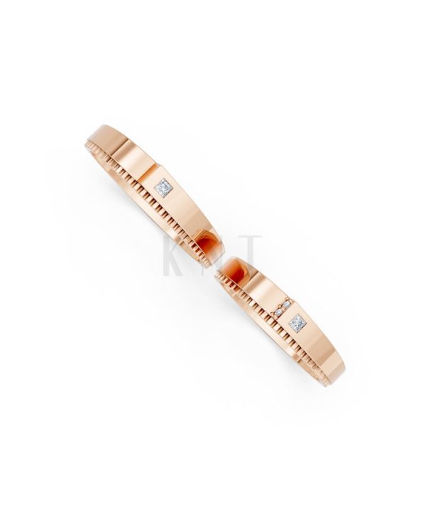 Nhẫn cưới S226 vàng hồng Rose Gold vàng đẹp, kiểu dáng trẻ trung, độc đáo
