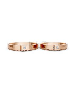 Nhẫn cưới S226 vàng hồng Rose Gold thiết kế đối xứng, phong cách, ấn tượng