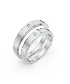 Nhẫn cưới S226 vàng trắng White Gold kiểu dáng hiện đại, nổi bật