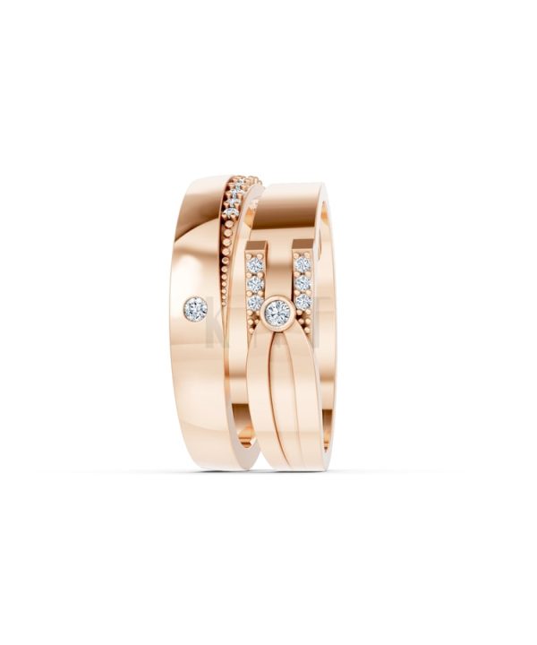 Nhẫn cưới S227 vàng hồng Rose Gold thiết kế đối xứng, phong cách, ấn tượng
