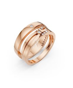 Nhẫn cưới S227 vàng hồng Rose Gold họa tiết ấn tượng, cá tính