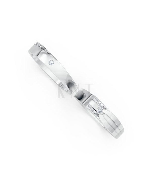 Nhẫn cưới S227 vàng trắng White Gold vàng sáng, đường nét sắc sảo, tinh tế